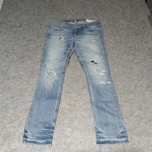 Rag Bone Jean Women‎ Distressed Light Wash Denim Straight Leg Jeans Size 27